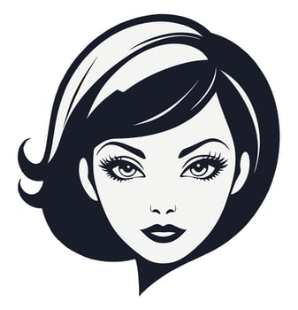 Smooth and voluminous one sided bob of front face woman hairstyle 60s vector