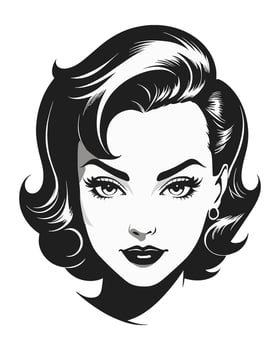 Classic curled bob hairdo. Soft and wavy medium length hairstyle 40s. vector