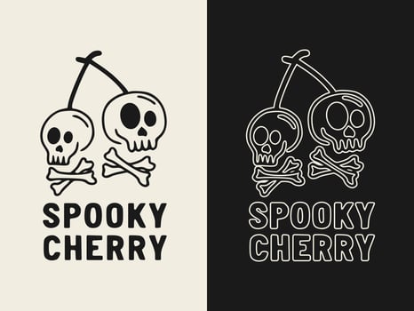 Spooky cherry text with skull cherry illustration design for printable products. vector