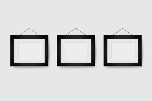Blank photo three frame on gray background. vector