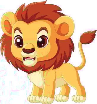 Illustration of cartoon angry little lion vector