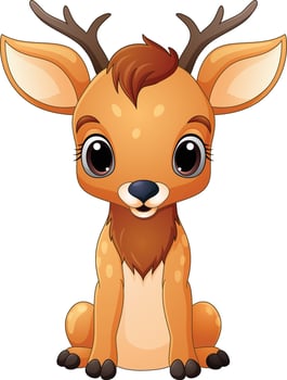 Cartoon funny deer on white background vector