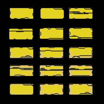 futuristic user interface yellow screen elements set. Abstract control panel layout design. illustration of sci fi virtual technology display, vector