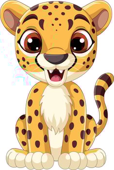 Cute little leopard cartoon sitting vector