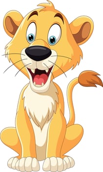Cartoon funny lion on white background vector