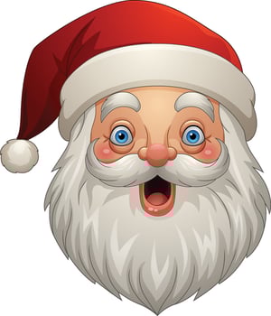 Cartoon surprised santa claus head vector