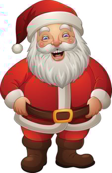Cartoon happy santa claus on white background vector
