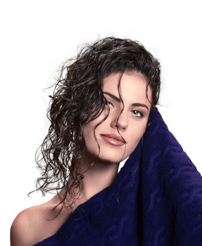 young model with wet hair talking on the phone png