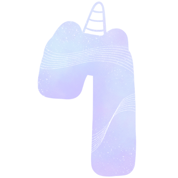 Number alphabet unicorn pastel watercolor png