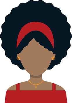 African Woman Avatar on White Background. Flat Face Design vector
