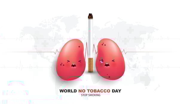 Concept of no smoking and World No Tobacco Day with lung and cigarette. World No Tobacco Day with family and no smoking. design. vector