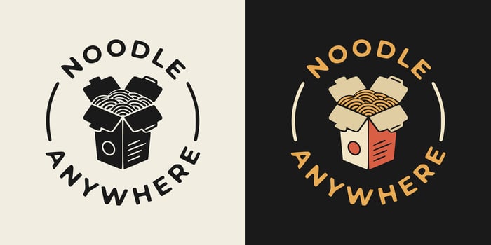 Noodle anywhere lettering. Asian noodle in box illustration design suitable for prints. vector