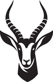 Gazelle deer head silhouette illustration. vector