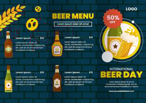 Beer Day Brochure Cartoon Hand Drawn Templates Background Illustration vector