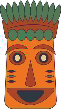Hawaiian Tiki Mask in Flat Design. Isolated Illustration vector