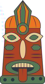 Hawaiian Tiki Mask in Flat Design. Isolated Illustration vector