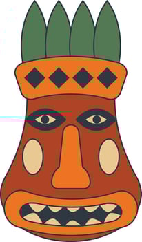 Hawaiian Tiki Mask in Flat Design. Isolated Illustration vector