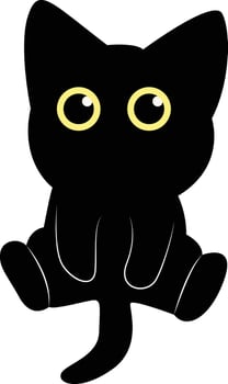 International Cat Day Silhouette. Illustration of Black Cute Cat. Isolated on White Background. vector