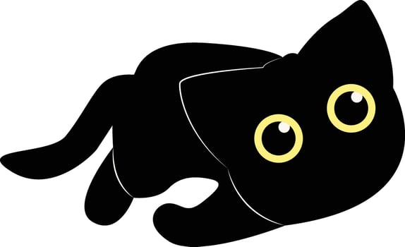 International Cat Day Silhouette. Illustration of Black Cute Cat. Isolated on White Background. vector