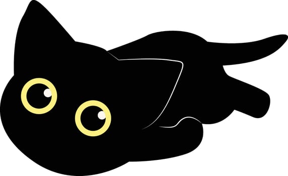 International Cat Day Silhouette. Illustration of Black Cute Cat. Isolated on White Background. vector