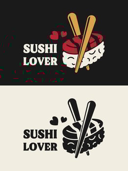 Playful sushi lover text. Sushi lover simple illustration design for printable products. vector