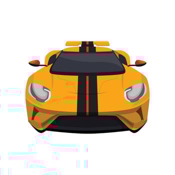 Illustration of yellow sports car front view isolated on white background vector