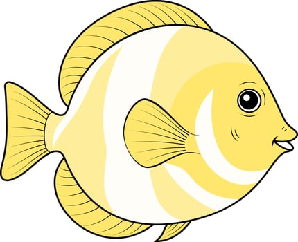 Cute Yellowfin Tuna fish cartoon. illustration isolated on a white background. vector