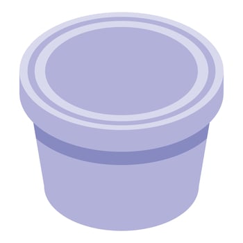 graphic of a purple isometric plastic container with lid, isolated on white vector