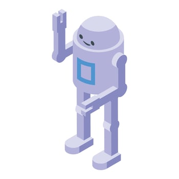 Friendly isometric robot character waving hello vector
