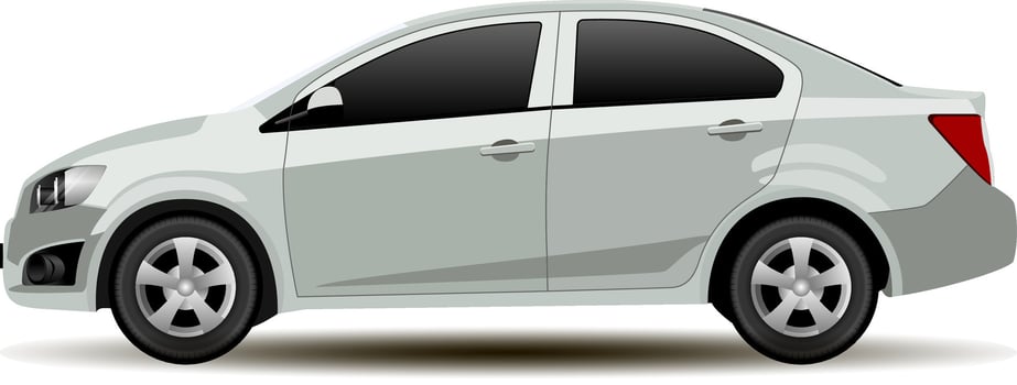 Silver Car Sedan Side View. Vehicle Flat Isolated Illustration. Realistic Mockup of Contemporary Shape Commercial Auto. Modern Style Automotive Art Model. Template for Business Commercial. vector