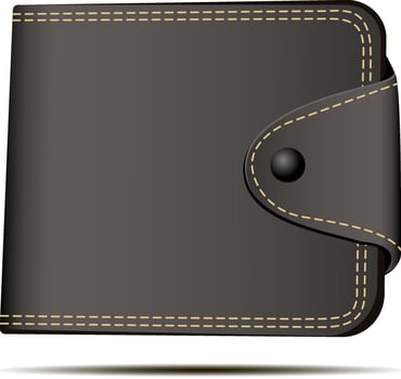 Brown Wallet Illustration. Deposit Symbol. Dollar Currency Payment Concept. Vintage Pouch Pocket Realistic Pictogram. Mobile App Personal Treasure Account. Empty Bag Silhouette. vector