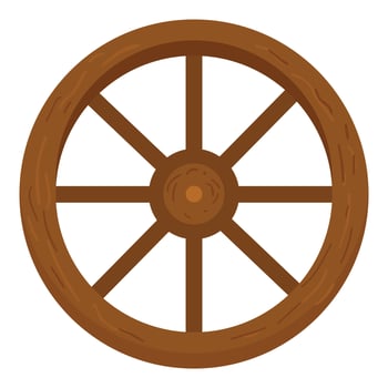 Vintage wooden wagon wheel isolated on white vector