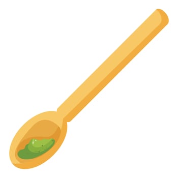 Wooden spoon with green sauce vector