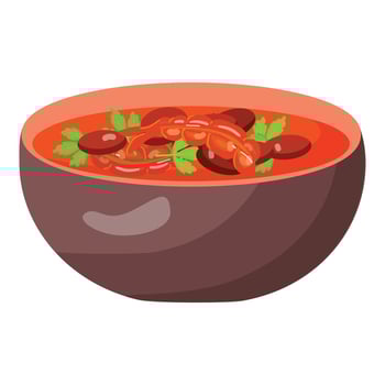 Hearty bean soup in ceramic bowl vector