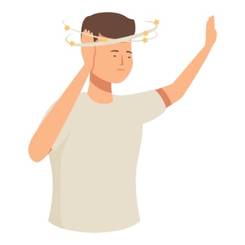 Young man with cartoon birds and stars vector
