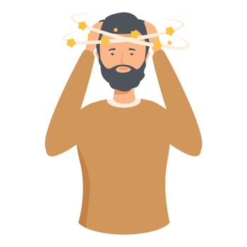 Man with dizzy stars illustration vector