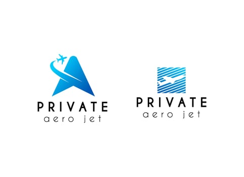 Sky aviation private jet logo design. Minimalist airplane logo for aviation company vector