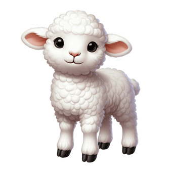 Generated Ai Cartoon Sheep With Big Eyes png