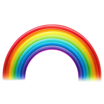 Brightly colored rainbow arching against a transparent backdrop png