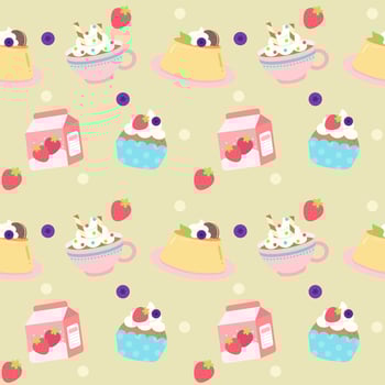 Cute kids seamless pattern party sweet and desserts illustration vector