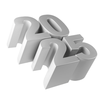 Happy New Year 2025 with shiny silver 3D numbers. Holiday christmas celebration design. Premium element Illustration for poster, banner, calendar and greeting card png