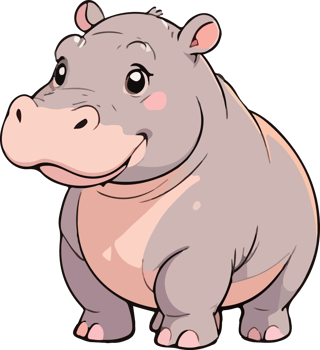 Hippopotamus Animal Cartoon Style png
