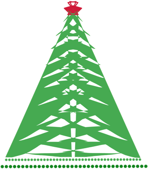 Christmas tree plant and top red star digital cartoon drawing artwork Element illustration png