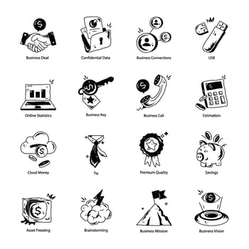 Handy Set of Corporate Doodle Icons vector