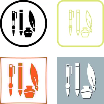 Unique Writing Equipment Icon Design vector