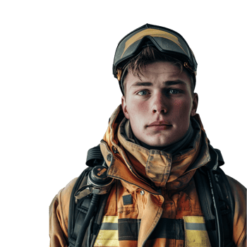 A fire fighter, isolated on transparent background png