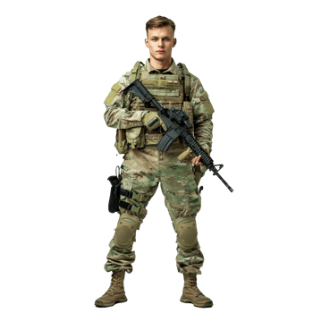 Portrait of military force on transparent background png