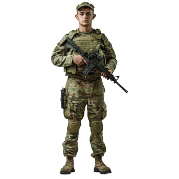 Portrait of military force on transparent background png