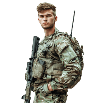 Portrait of military force on transparent background png