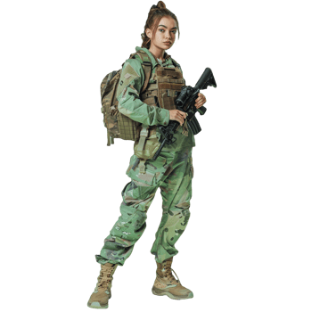 Portrait of military force on transparent background png